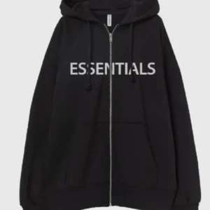 Essentials Oversized Zip-Through Hoodie Black